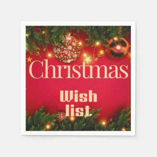 Christmas Wish List – Festive Red Holiday Design w Napkin