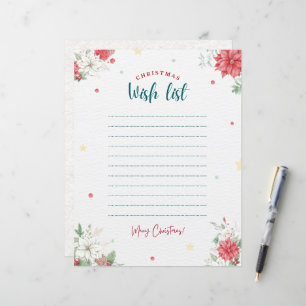 Christmas Wish List Floral Holiday Gift List