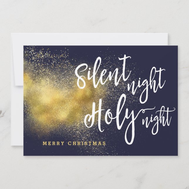 Christmas Wish Silent Night Gold Holiday Card (Front)