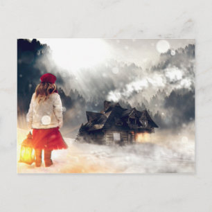 Christmas Wish Snow House Postcard