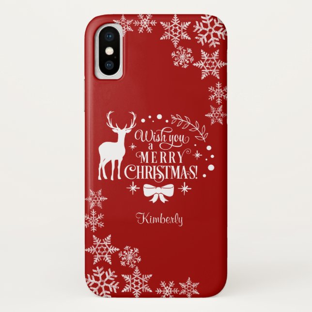 Christmas Wish you a MERRY CHRISTMAS Monogram Case-Mate iPhone Case (Back)