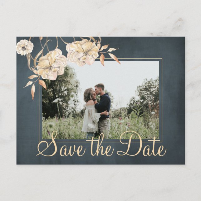 Christmas wishes and save the date wedding chic announcement postcard (Front)