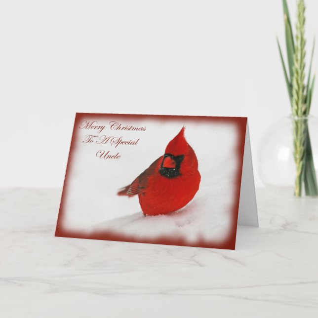 Christmas Wishes Cardinal Uncle Holiday Card (Front)