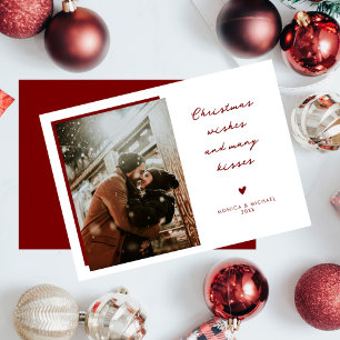 Christmas Wishes Chic Modern Handwriting Photo Holiday Card
