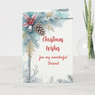 Christmas Wishes Chickadee Cute Bird Friend Holiday Card