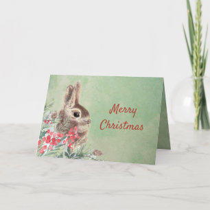Christmas Wishes Cute Bunny Rabbit Blank Holiday
