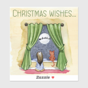 Christmas Wishes Cute Child & Kitty Cat Xmas