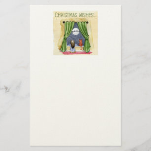 Christmas Wishes Cute Child & Kitty Cat Xmas Stationery