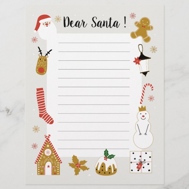 Christmas Wishes Dear Santa Custom Letterhead (Front)