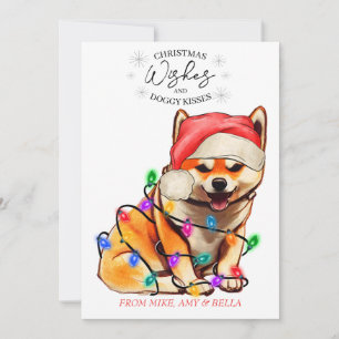 Christmas Wishes Dog Puppy Kisses Cute Pet Custom Holiday Card