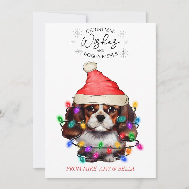 Christmas Wishes Dog Puppy Kisses Cute Pet Custom Holiday Card (Front)