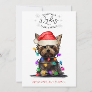 Christmas Wishes Dog Puppy Kisses Cute Pet Custom Holiday Card