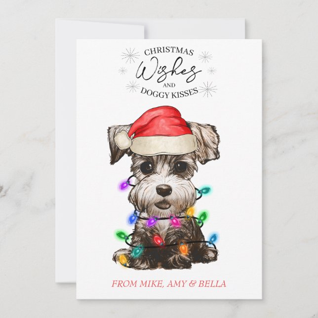 Christmas Wishes Dog Puppy Kisses Cute Pet Custom Holiday Card (Front)