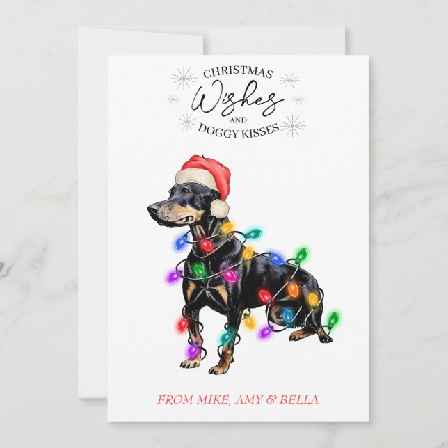 Christmas Wishes Dog Puppy Kisses Cute Pet Custom Holiday Card (Front)