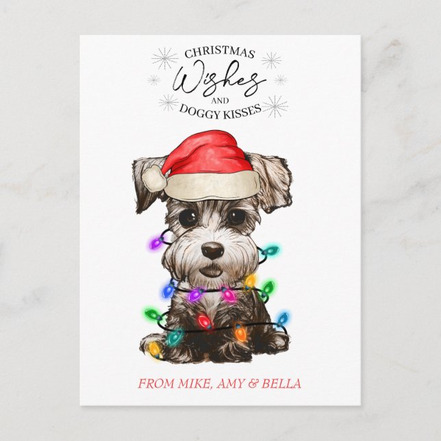 Christmas Wishes Dog Puppy Kisses Cute Pet Custom Postcard (Front)