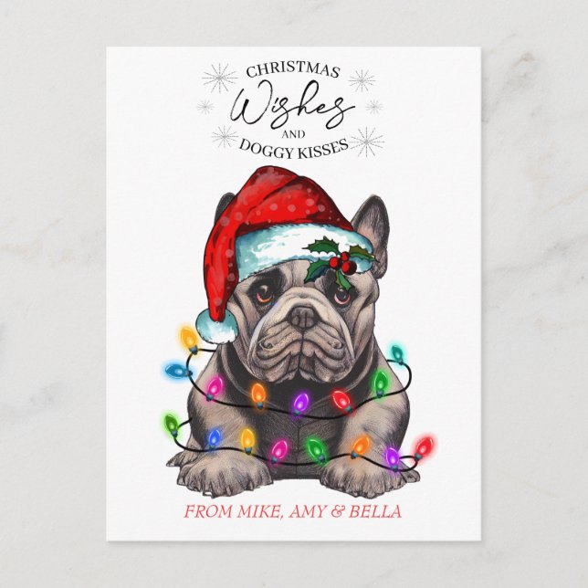 Christmas Wishes Dog Puppy Kisses Cute Pet Custom Postcard (Front)
