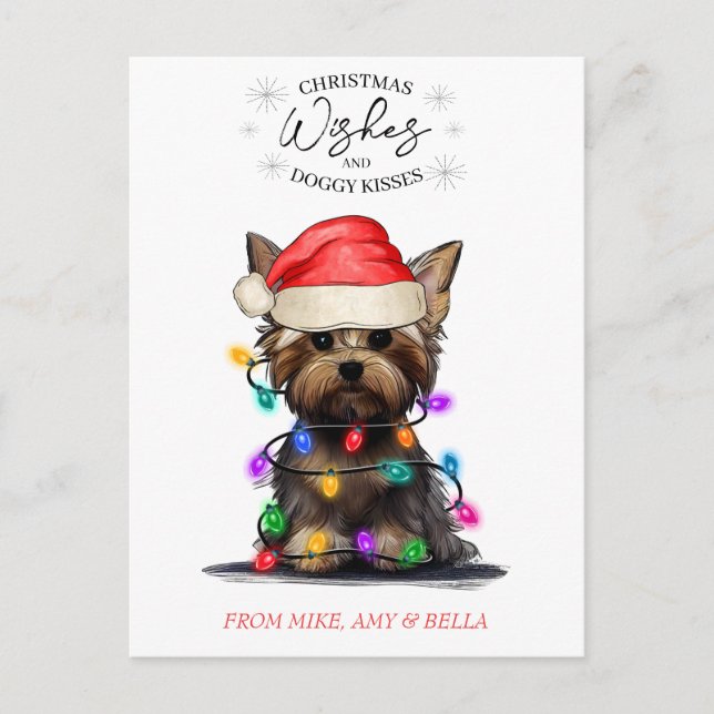 Christmas Wishes Dog Puppy Kisses Cute Pet Custom Postcard (Front)