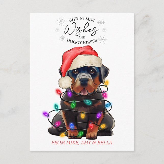 Christmas Wishes Dog Puppy Kisses Cute Pet Custom Postcard (Front)