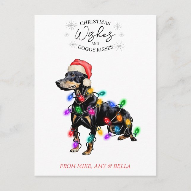 Christmas Wishes Dog Puppy Kisses Cute Pet Custom Postcard (Front)