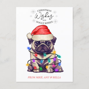 Christmas Wishes Dog Puppy Kisses Cute Pet Custom Postcard