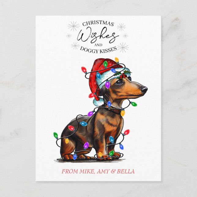 Christmas Wishes Dog Puppy Kisses Cute Pet Custom Postcard (Front)
