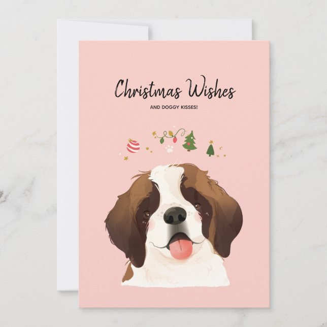 Christmas Wishes & Doggy Kisses Holiday Card (Front)