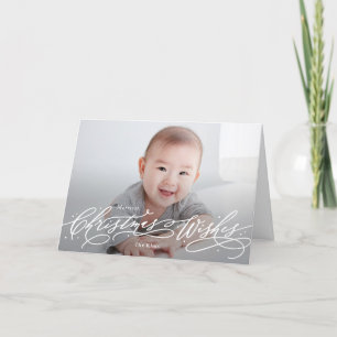 Christmas Wishes Editable Colour Holiday Photo Car Card