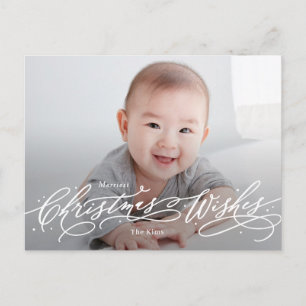 Christmas Wishes Editable Colour Holiday Postcard