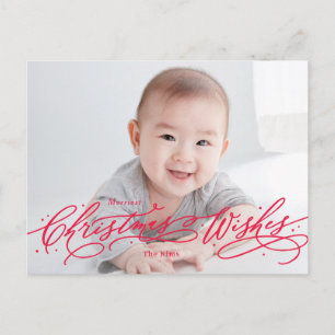 Christmas Wishes Editable Colour Holiday Postcard