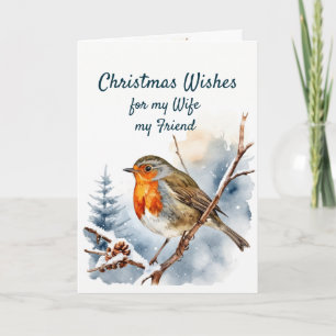 Christmas Wishes English Robin Wife Friend  Holiday Card