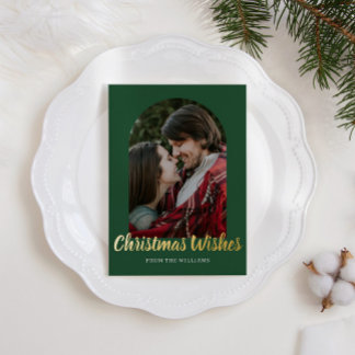 Christmas Wishes Foil Photo Arch Holiday Card