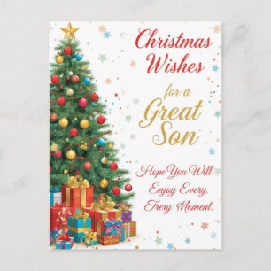 Christmas Wishes for a Great Son Holiday Postcard