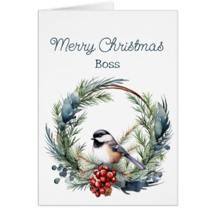 Christmas Wishes for BOSS Chickadee Bird Wreath