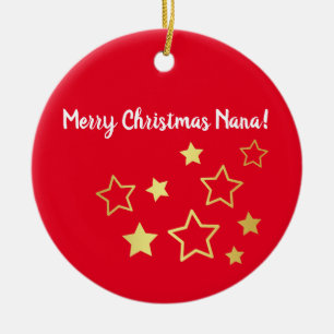 Christmas Wishes For Nana With Gold Stars Ceramic Tree Decoration