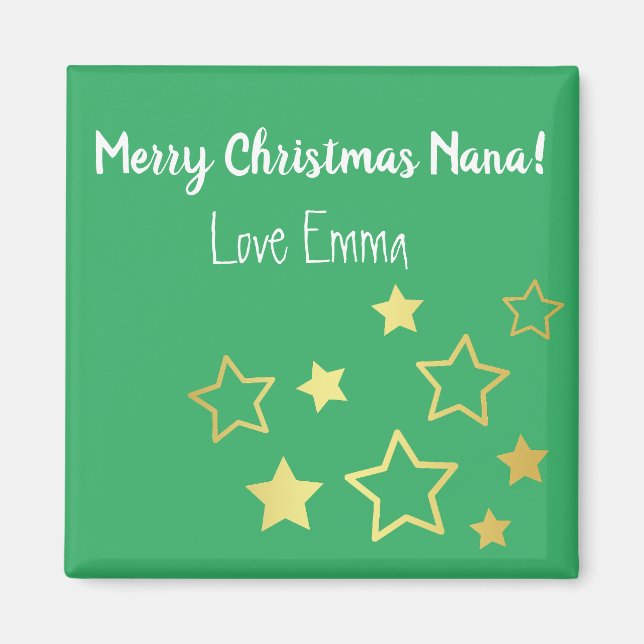 Christmas Wishes For Nana With Gold Stars Magnet (Front)