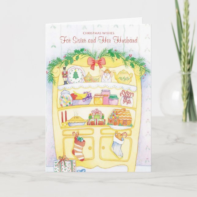 Christmas Wishes For Sister and Her Husband Holiday Card (Front)