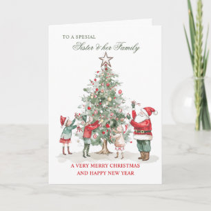 Christmas Wishes for Sister & Her Family Holiday Card