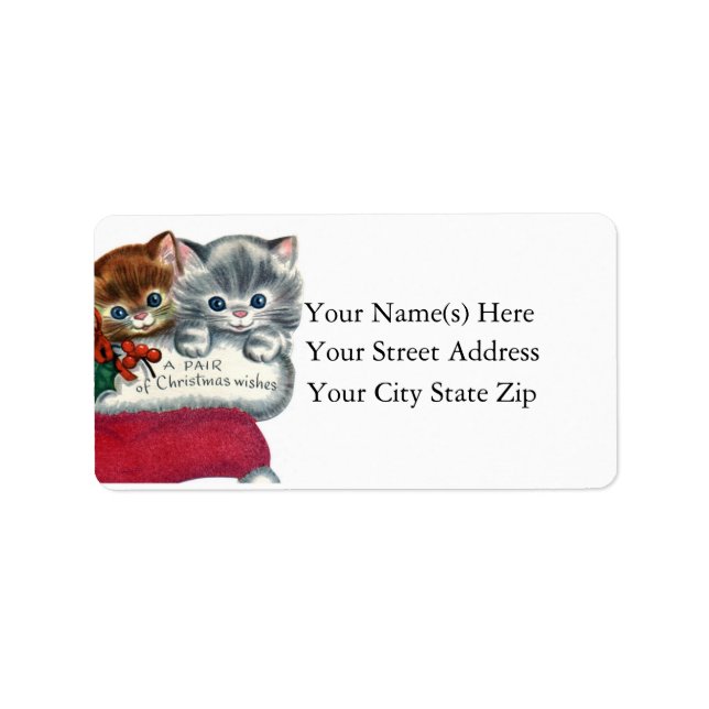 Christmas Wishes From Kittens Christmas Label (Front)