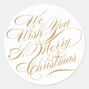 Christmas Wishes Gold/White Classic Round Sticker