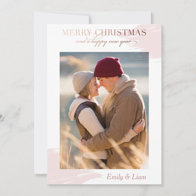 Christmas wishes - Holiday photo card - rose gold (Front)