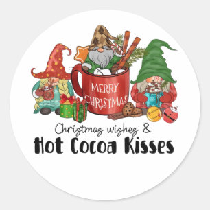 Christmas Wishes Hot Cocoa Kisses Classic Round Sticker