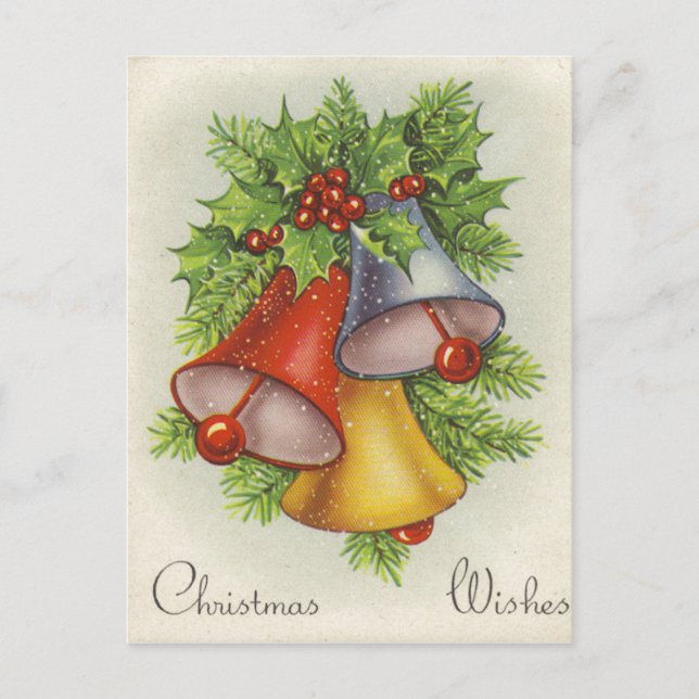 Christmas Wishes Jingle Bells Holiday Postcard (Front)