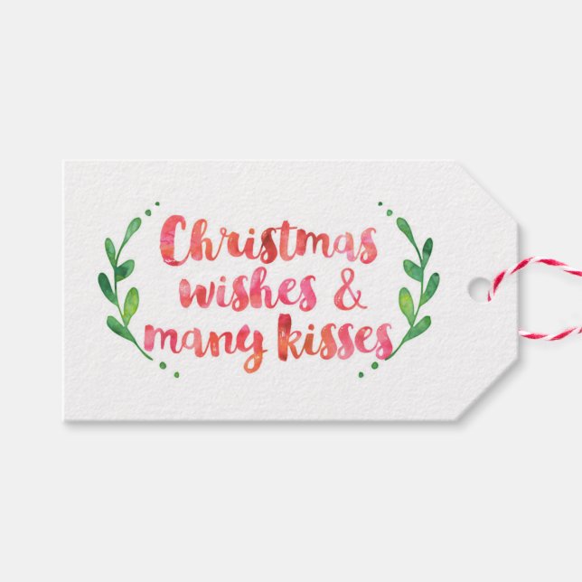 Christmas Wishes & Many kisses gift tags (Front (Horizontal))