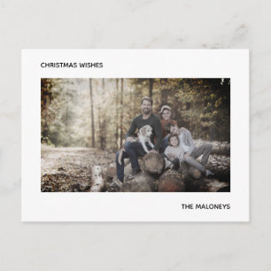 christmas wishes modern photo black white stripe postcard