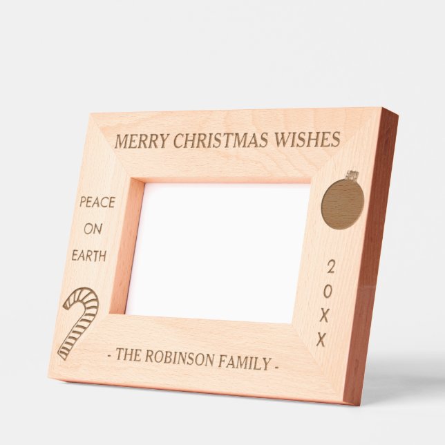 Christmas Wishes Peace Name 6 x 4, 7 x 5 Photo Etched Frames (Left)