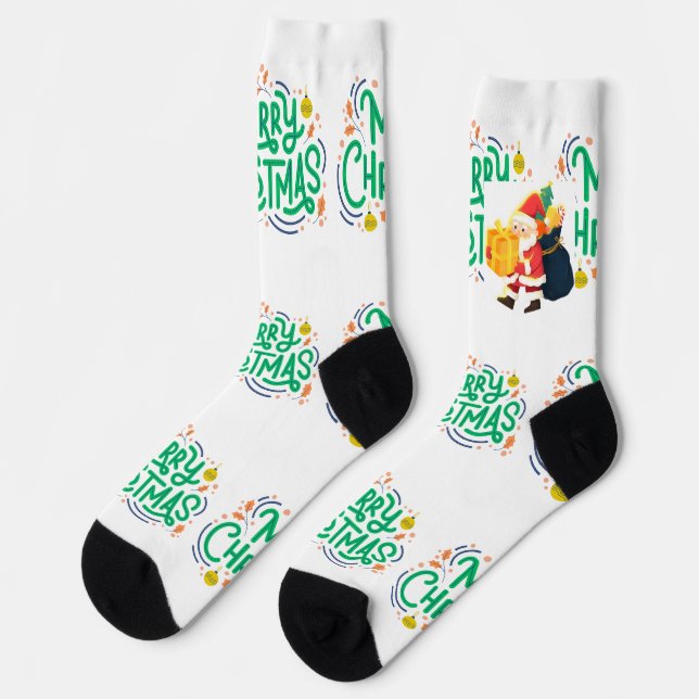 Christmas Wishes Printed Sustainable Premium Crew  Socks (Left)