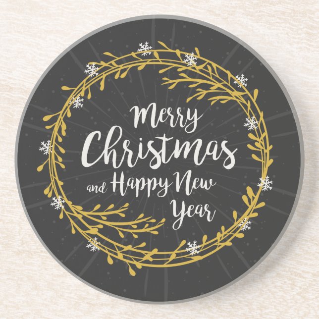 Christmas Wishes sandstone coaster (Front)