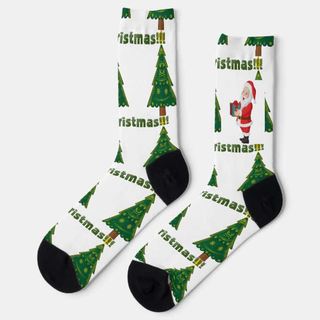 Christmas Wishes Santa Gift Premium Crew Super Socks (Left)