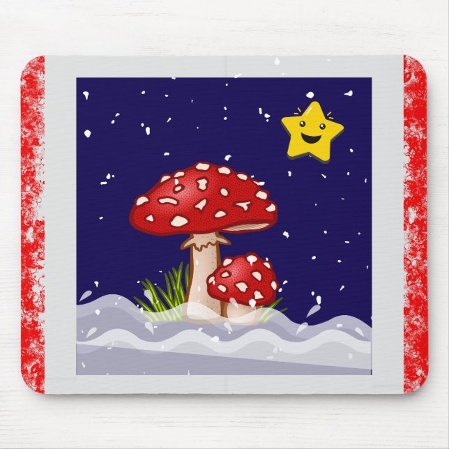 Christmas Wishes, snowing days Mouse Mat (Front)