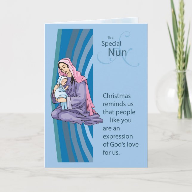 Christmas Wishes to Nun Holiday Card (Front)